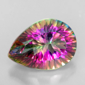 Cuarzo místico multicolor natural de 5,40 ct, en forma de pera, VVS-VS