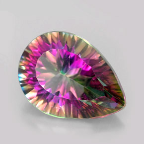Cuarzo místico multicolor natural de 5,40 ct, en forma de pera, VVS-VS