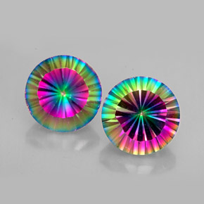 Gemas de cuarzo místico multicolor natural de  ct, corte redondo, VVS
