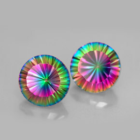 Gemas de cuarzo místico multicolor natural de  ct, corte redondo, VVS