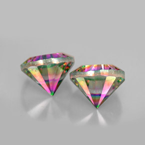 Gemas de cuarzo místico multicolor natural de  ct, corte redondo, VVS