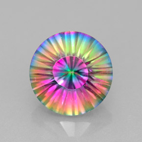 Cuarzo místico multicolor natural de 2,87 ct, corte redondo, VVS