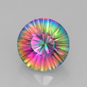 Cuarzo místico multicolor natural de 2,87 ct, corte redondo, VVS