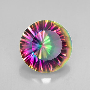Cuarzo místico multicolor natural de 2,47 ct, corte redondo, VVS