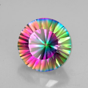 Cuarzo místico multicolor natural de 2,75 ct, corte redondo, VVS