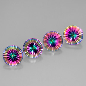 Gemas de cuarzo místico multicolor natural de  ct, corte redondo, VVS