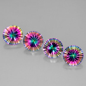 Gemas de cuarzo místico multicolor natural de  ct, corte redondo, VVS