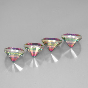 Gemas de cuarzo místico multicolor natural de  ct, corte redondo, VVS