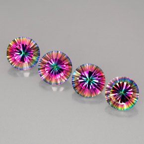 Gemas de cuarzo místico multicolor natural de  ct, corte redondo, VVS