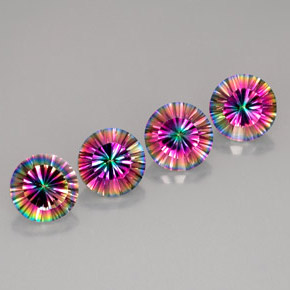 Gemas de cuarzo místico multicolor natural de  ct, corte redondo, VVS