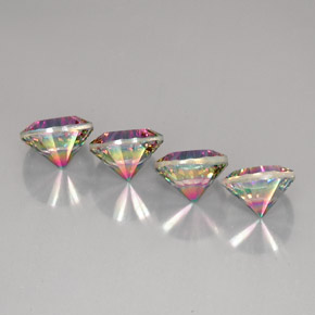 Gemas de cuarzo místico multicolor natural de  ct, corte redondo, VVS
