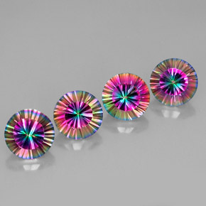 Gemas de cuarzo místico multicolor natural de  ct, corte redondo, VVS