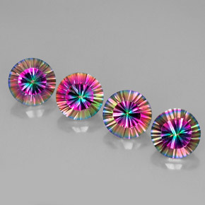 Gemas de cuarzo místico multicolor natural de  ct, corte redondo, VVS