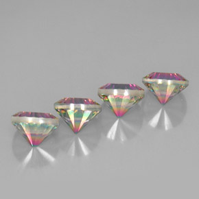 Gemas de cuarzo místico multicolor natural de  ct, corte redondo, VVS