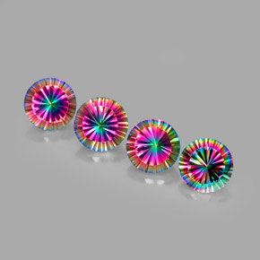 Gemas de cuarzo místico multicolor natural de  ct, corte redondo, VVS