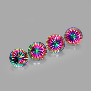 Gemas de cuarzo místico multicolor natural de  ct, corte redondo, VVS