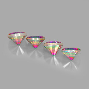 Gemas de cuarzo místico multicolor natural de  ct, corte redondo, VVS