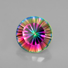 Cuarzo místico multicolor natural de 2,46 ct, corte redondo, VVS