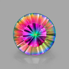Cuarzo místico multicolor natural de 2,25 ct, corte redondo, VVS