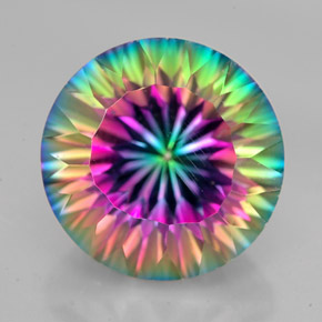 Cuarzo místico multicolor natural de 10,59 ct, corte redondo, VVS