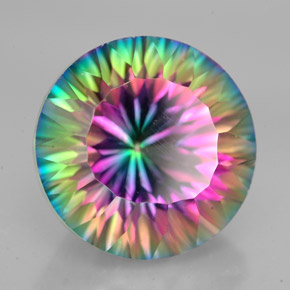 Cuarzo místico multicolor natural de 10,59 ct, corte redondo, VVS