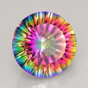 Cuarzo místico multicolor natural de 9,19 ct, corte redondo, VVS