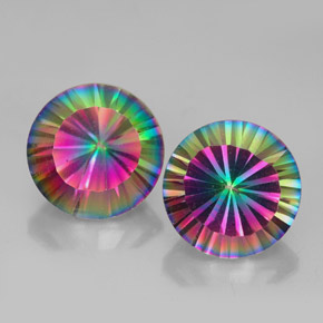 Gemas de cuarzo místico multicolor natural de  ct, corte redondo, VVS-VS