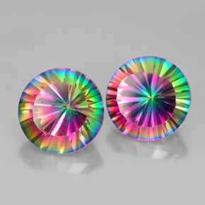 Gemas de cuarzo místico multicolor natural de  ct, corte redondo, VVS-VS