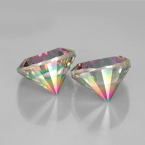 Gemas de cuarzo místico multicolor natural de  ct, corte redondo, VVS-VS
