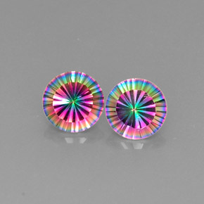 Gemas de cuarzo místico multicolor natural de  ct, corte redondo, VVS-VS