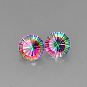 Gemas de cuarzo místico multicolor natural de  ct, corte redondo, VVS-VS
