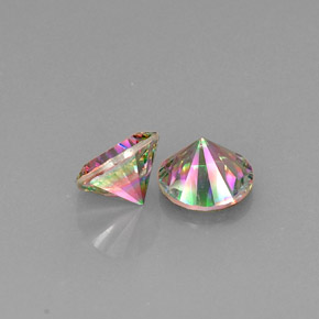 Gemas de cuarzo místico multicolor natural de  ct, corte redondo, VVS-VS