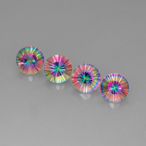 Gemas de cuarzo místico multicolor natural de  ct, corte redondo, VVS-VS