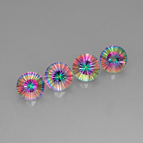 Gemas de cuarzo místico multicolor natural de  ct, corte redondo, VVS-VS