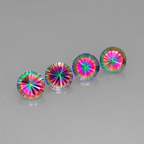 Gemas de cuarzo místico multicolor natural de  ct, corte redondo, VVS-VS