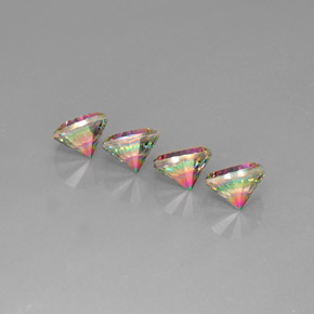 Gemas de cuarzo místico multicolor natural de  ct, corte redondo, VVS-VS