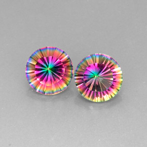 Gemas de cuarzo místico multicolor natural de  ct, corte redondo, VVS-VS