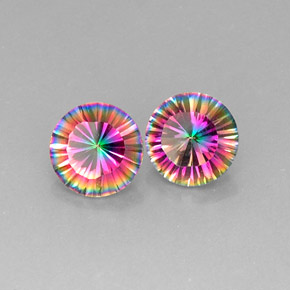 Gemas de cuarzo místico multicolor natural de  ct, corte redondo, VVS-VS