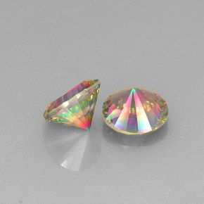 Gemas de cuarzo místico multicolor natural de  ct, corte redondo, VVS-VS