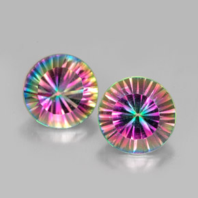 Gemas de Cuarzo Místico Arcoíris superior natural de  ct, Corte Redondo, VVS-VS
