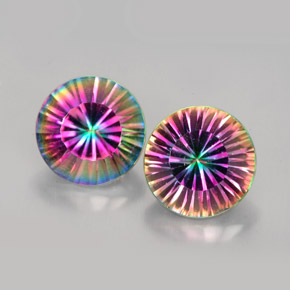 Gemas de cuarzo místico multicolor natural de  ct, corte redondo, VVS-VS