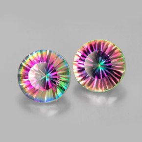 Gemas de cuarzo místico multicolor natural de  ct, corte redondo, VVS-VS