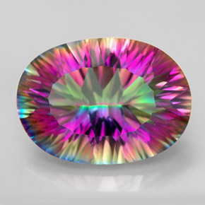 Cuarzo místico multicolor natural de 11,63 ct, corte óvalo, VVS