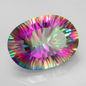 Cuarzo místico multicolor natural de 11,63 ct, corte óvalo, VVS
