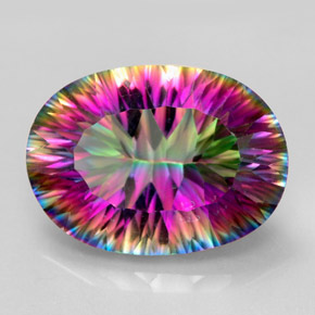 Cuarzo místico multicolor natural de 10,99 ct, corte óvalo, VVS