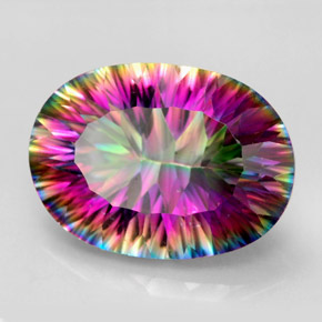 Cuarzo místico multicolor natural de 10,99 ct, corte óvalo, VVS