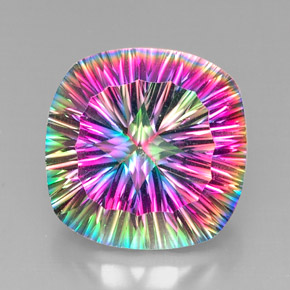 Cuarzo místico multicolor natural de 28,01 ct, corte cojín, VVS-VS