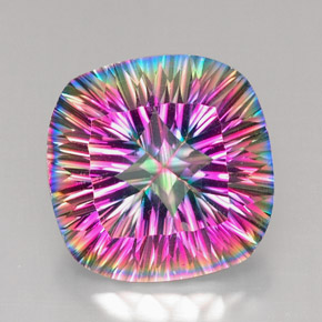 Cuarzo místico multicolor natural de 28,41 ct, corte cojín, VVS-VS