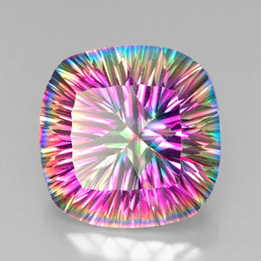 Cuarzo místico multicolor natural de 28,41 ct, corte cojín, VVS-VS