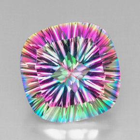 Cuarzo místico multicolor natural de 28,40 ct, corte cojín, VVS-VS